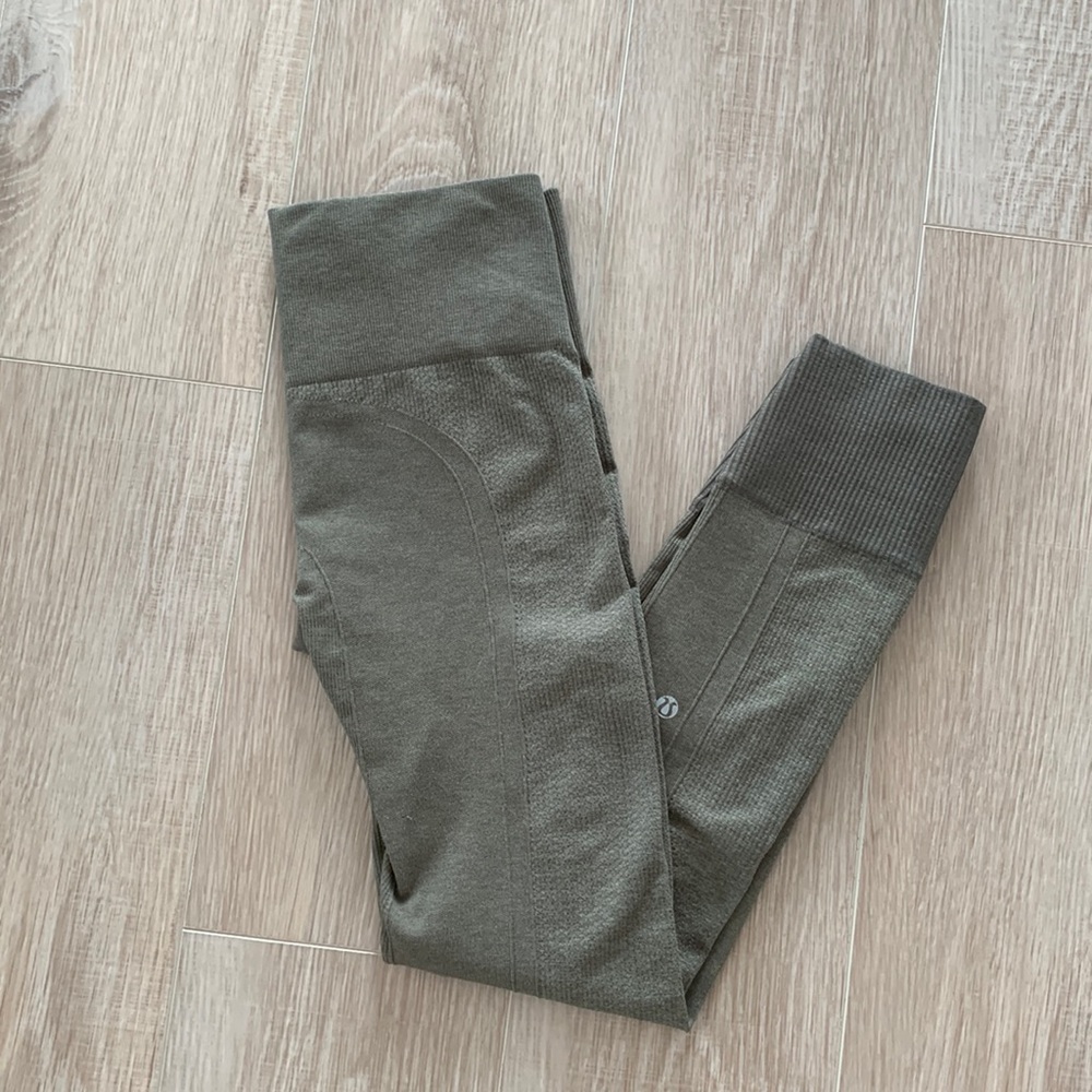 Olive Green Ribbed Leggings